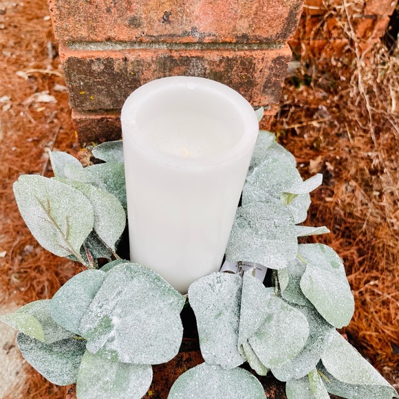 *Frosted Dollar Eucalyptus Candle Ring, 3.5” - Picture 7 of 15
